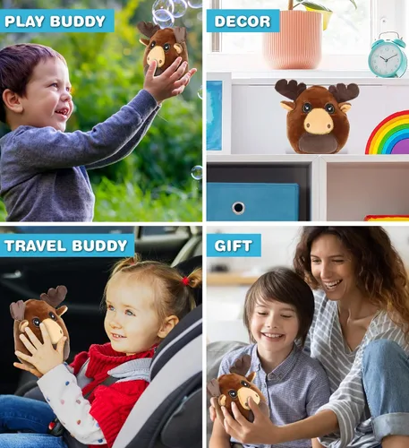 Vista 4 de DolliBu Snug Mooshies - Animal de peluche de alce – Wild Life súper blando y suave juguete de peluche sensorial para niñas y niños, lindo animal