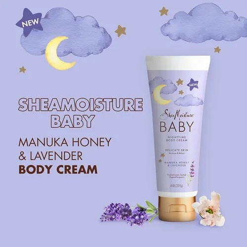 Vista 3 de SheaMoisture Crema Hidratante para Bebé Miel de Manuka y Lavanda para Cabello y Piel Delicados Régimen de Cuidado Nocturno para Cabello y Piel 8 oz