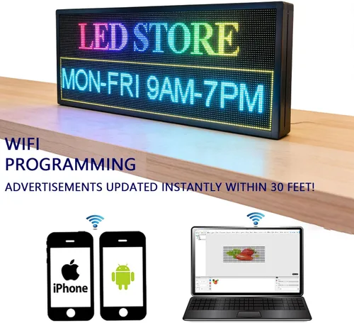 Vista 7 de Letrero LED HS Desplazante Programable, Pantalla de Letreros de Neón Digital Abierto para Exteriores Impermeable, Tablero de Mensajes Electrónicos