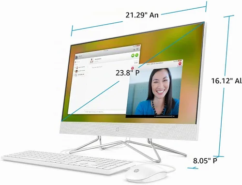 Vista 5 de HP - Computadora todo en uno de 24 pulgadas, procesador AMD Athlon Silver 3050U, 8 GB RAM, 256 GB SSD, Windows 10 Home (24-dd0010, blanco)