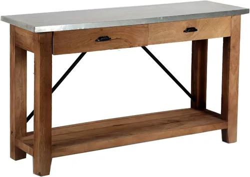 Vista 9 de Alaterre Furniture Millwork - Consola de madera y zinc de 30 pulgadas con dos cajones
