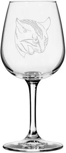 Vista 100 de Copa de vino de 12.75 onzas con temática de gato abisinio grabada para todo uso