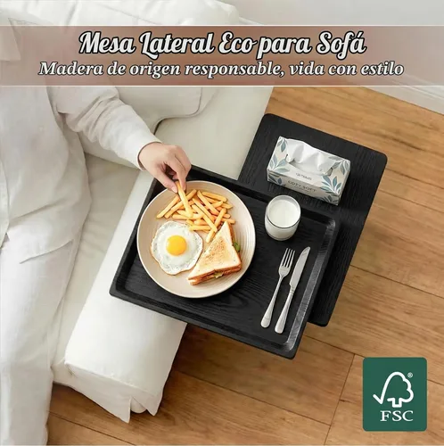 Vista 8 de Faesun Mesa auxiliar de mesa C de altura ajustable, bandeja giratoria de 360° para espacios pequeños, mesita de noche pequeña para sala de estar