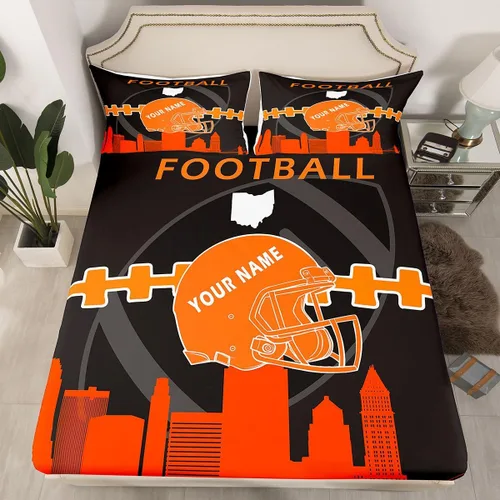 Vista 11 de Erosebridal Juego de sábanas bajeras personalizadas de fútbol americano para niños y niñas, juego de cama de jugadores de fútbol, juego de ropa