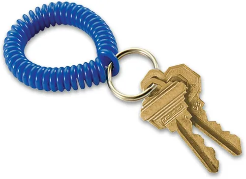 Vista 22 de Lucky Line - Resorte de muñeca en espiral de 2 pulgadas de diámetro con llavero de acero, multicolor, pulsera flexible para muñeca, se estira hasta