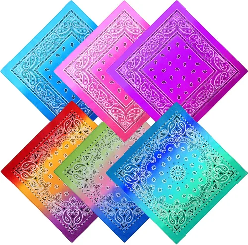 Vista 4 de URATOT Paquete de 12 bandanas de algodón degradado con estampado de cachemira