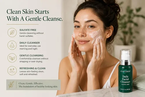 Vista 6 de EARTHEN - Limpiador facial diario sin sulfato para mujeres y hombres, limpiador facial vegano suave para pieles sensibles, elimina el maquillaje