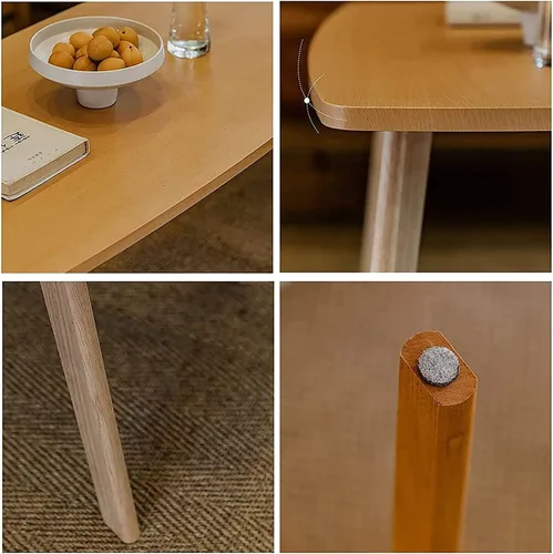 Vista 6 de SYALEO Mesa de Centro Mesa de centro de madera maciza, mesa plegable estilo japonés, mesa auxiliar para sala de estar, sofá, mesa auxiliar de 17.7