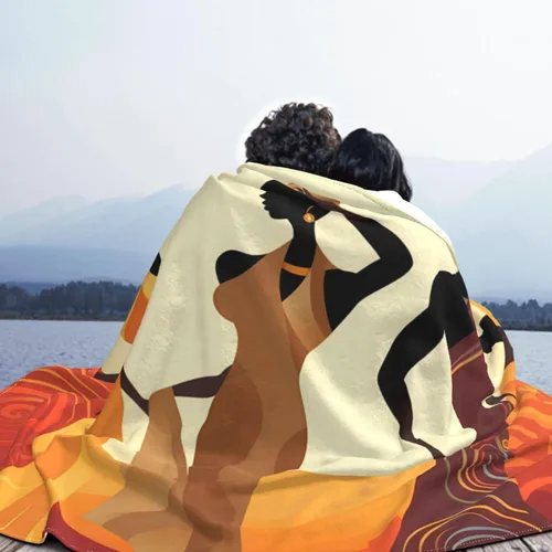 Vista 3 de Manta de franela estampada decorativa, manta negra africana para mujeres y niñas, manta suave para cama, sofá, decoración de silla, regalos