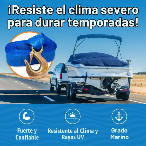 Vista 4 de Correa de cabrestante para remolque de barco con gancho, repuesto resistente para remolque de manivela manual, 2 pulgadas x 20 pies, capacidad