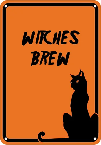 Vista 7 de Letrero de aluminio reflectante de Halloween "Witches Brew" 7" x 10" (HW-1364-RA)