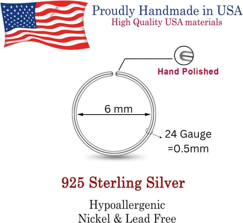 Vista 42 de LUCKYJEWUS Small Thin Gold or Sterling Silver Nose Ring Hoop for Women, Tiny Nose Piercing jewelry