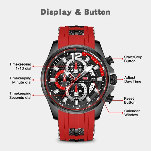 Vista 5 de Mini Focus Men Watch Casual Fashion Wrist Watches (ChronographWaterproofLuminousCalendar) Silicon Band Quartz Watches for Men