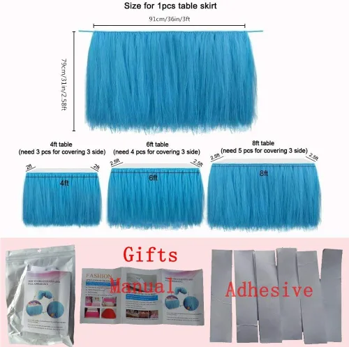 Vista 2 de Falda para mesa de tutú de tul, decoración de mesa rectangular o redonda para fiesta de boda, dama de honor, hermana, disfraz, moda de lujo Tutu-azul