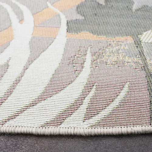 Vista 3 de SAFAVIEH Alfombra lavable para exteriores, colección Barbados, alfombra de pasillo de 2 pies 8 pulgadas x 8 pies, color gris y rosa, no desprende