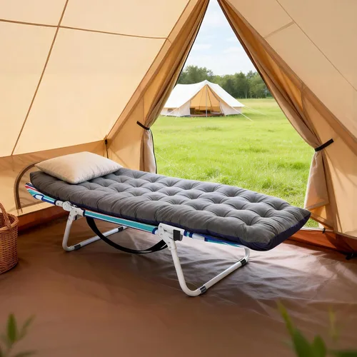Vista 3 de Slsy Catre de camping plegable para adultos con almohadilla, catres de dormir portátiles acolchados, cama de campamento con bolsa de transporte