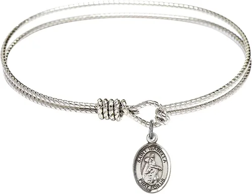 Vista 5 de Pulsera ovalada con gancho de ojo con Santa Isabel de Portugal en plata de ley