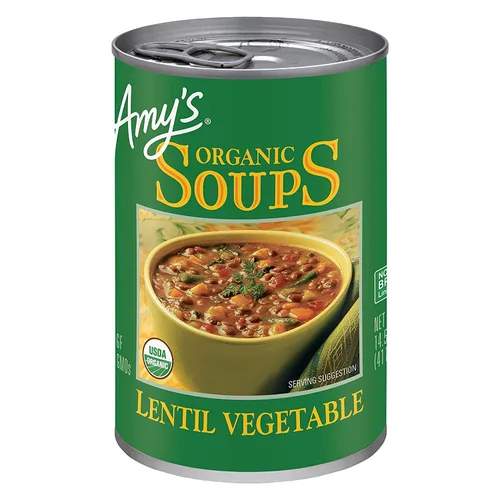 Vista 25 de Amy's Sopa, sopa vegana enlatada de lentejas, sin gluten, hecha con lentejas verdes orgánicas y verduras, 14.5 onzas (paquete de 6)