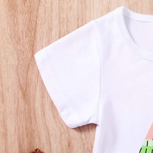 Vista 4 de YOUNGER TREE - Conjunto de camiseta y pantalones cortos de lino con cinturón, diseño de sandía