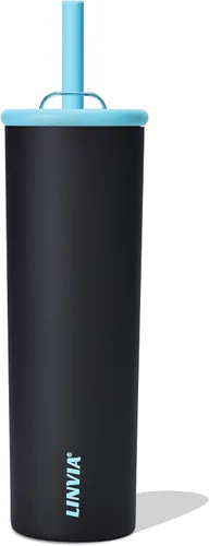 Vista 16 de Vaso de caramelo, botella de agua aislada de acero inoxidable de 25 onzas, tapa 2 en 1 con popote flexible, sin BPA, apto para vasos, apto