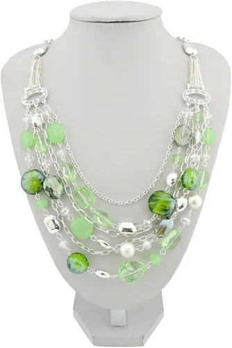 Vista 2 de Bocar Collar de cadena multicapa para mujer con esmalte de color de cristal