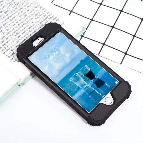 Vista 9 de IDweel Funda para iPhone 6S, funda para iPhone 6 con protector de pantalla, 3 en 1, resistente, absorción de impactos, cubierta de policarbonato