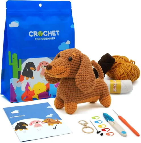 Vista 10 de Kit de ganchillo Nikolle para principiantes con videotutoriales paso a paso Kit de ganchillo de animales Kit de inicio de ganchillo para adultos