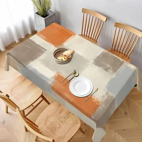Vista 8 de Mantel rectangular de vaca, mantel de cuadros en estilo rústico, lavable, para decoración de cocina y comedor, 60x90 pulgadas