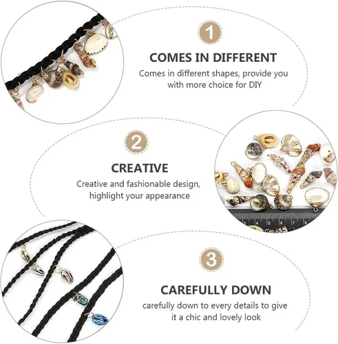 Vista 6 de HEALLILY Beavorty - 13 piezas de anillos para el cabello, colgantes de joyería con concha de océano, accesorios para el cabello, puños
