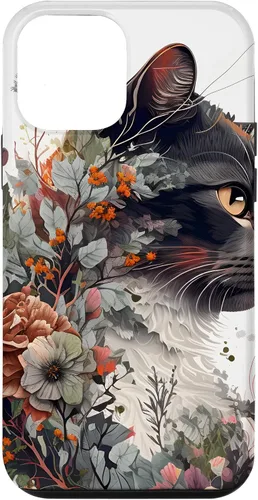 Vista 12 de Funda para iPhone 15 con diseño de gato con diseño de acuarela para jardín botánico