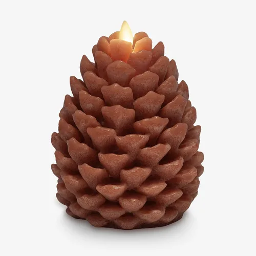 Vista 14 de Luminara Pinecone - Velas sin llama, con acabado marrón tiza, figuras de piña, velas LED de cera real sin perfume, funcionan