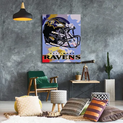 Vista 5 de Póster de fútbol americano de Baltimore City Ravens, diseño deportivo, arte de pared, diseño impreso, obra de arte de decoración del hogar
