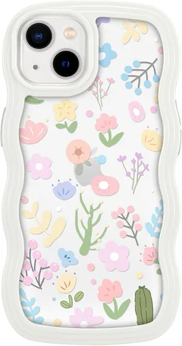 Vista 14 de ZCDAYE Funda compatible con iPhone 11, diseño floral estético, bonita funda rizada y ondulada para mujeres y niñas, funda de TPU suave a prueba