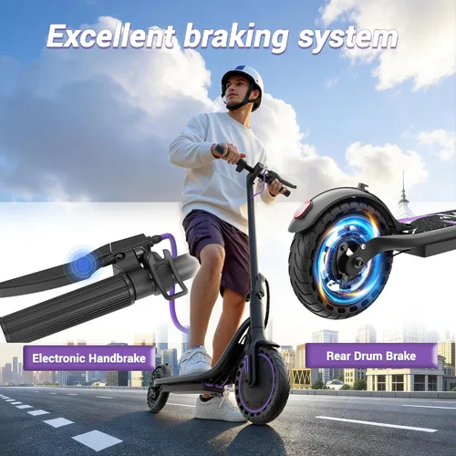 Vista 5 de Electric Scooter for Adults & Teens, 350W Motor, 15 Miles Long Range, 19 MPH Max Speed, 8.5" Solid Tire, Lightweight EScooter with Dual Brakes &