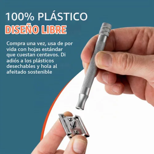 Vista 9 de MERKUR 22C - Maquinilla de afeitar de seguridad de doble filo, cromo mate, mango largo de latón moleteado, fabricado en Alemania, sin plástico