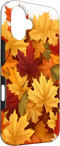 Vista 3 de Carcasa para iPhone 16 con texto en inglés "Fall Foliage Gathering of Autumn Leaves