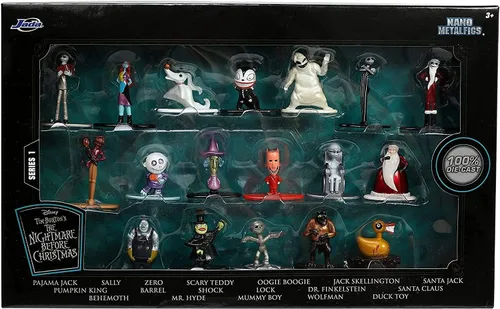 Vista 2 de Jada Toys Disney Nightmare Before Christmas - Paquete de 18 figuras fundidas a presión de 1.65 pulgadas, juguetes para niños y adultos, color negro