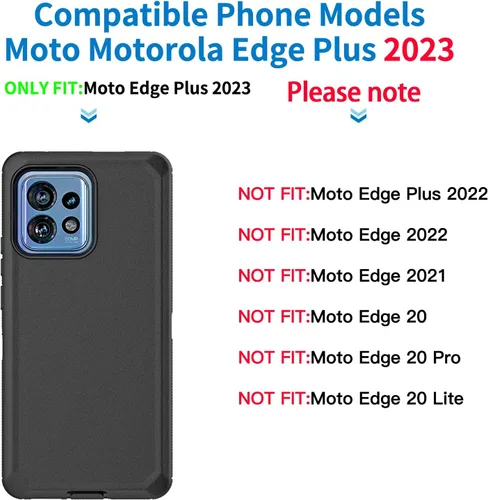 Vista 2 de Funda para Moto Motorola Edge Plus 2023/Edge 40 Pro, Defender - Funda protectora resistente a prueba de golpes, 3 en 1 (negro)