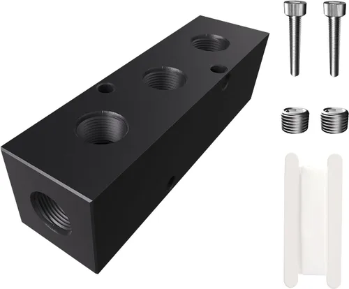 Vista 8 de Colector de aire 1/4 NPT, bloque divisor neumático de manguera