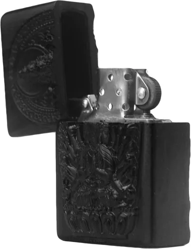 Vista 5 de Carcasa exterior de encendedor tallado en madera negra de ébano natural para kit de inserción Zippo (1000 brazos Avalokiteshvara de la diosa 3#)