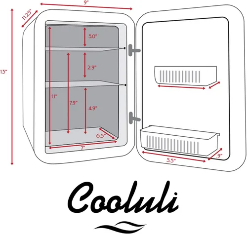 Vista 7 de Cooluli minirefrigerador de 10 L para habitación, auto, escritorio de oficina y dormitorio universitario; enfriador y calentador portátil de 12 V