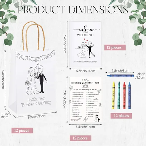 Vista 2 de Gueevin - Juego de 48 libros para colorear de boda para niños, crayones Wedding Activities for Kids, Kids Wedding Favors, Activity Pages and