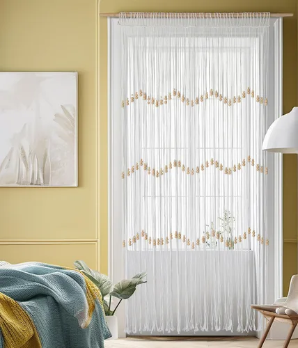 Vista 10 de IOWER Cortina de macramé larga de algodón para ventana, cortinas bohemias para dormitorio, boda, telón de fondo, divisor de habitación, puerta