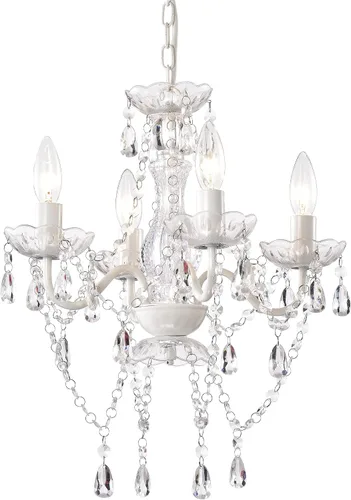 Vista 12 de LaLuLa Mini Lámpara de Araña con Cristales de Acrílico Lámpara de Araña Rosa de 4 Luces Lámparas de Araña Modernas para Dormitorio y Habitación