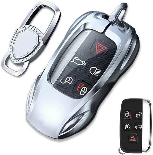 Vista 11 de Funda de metal de aleación de zinc para llavero de automóvil, compatible con Land Rover Range Rover Sport Discovery LR4 Smart Key Fob Cover Cover