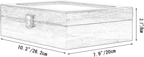 Vista 5 de Fosinz Caja de madera para relojes, 10 ranuras para hombres y mujeres, caja de colección superior de cristal, organizador de almacenamiento