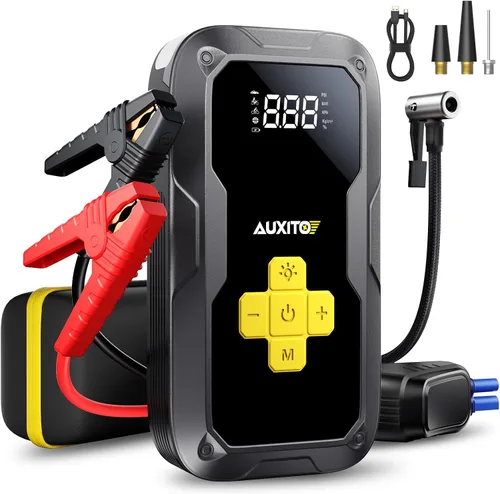 Vista 11 de AUXITO Arrancador de 6000A, arrancador de batería de coche de 12V, hasta todos los motores de gasolina y diésel de 12L con pantalla LED, caja