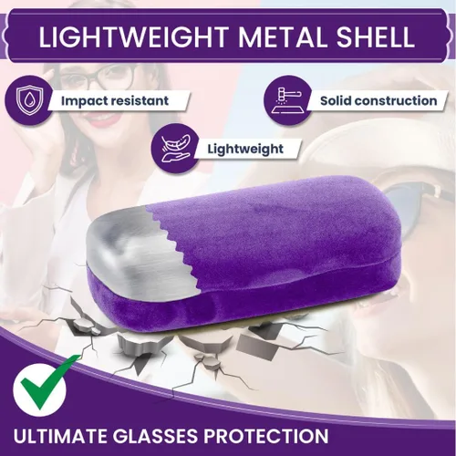 Vista 4 de Estuche rígido para gafas Funda protectora de terciopelo para gafas Estuche para gafas de sol con paño de limpieza