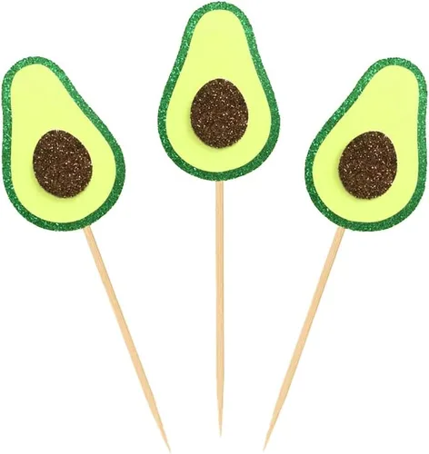 Vista 3 de 24 adornos para cupcakes de aguacate y frutas para fiesta, fiesta de frutas, aguacate feliz, guacamole, fiesta de cumpleaños, boda, baby shower
