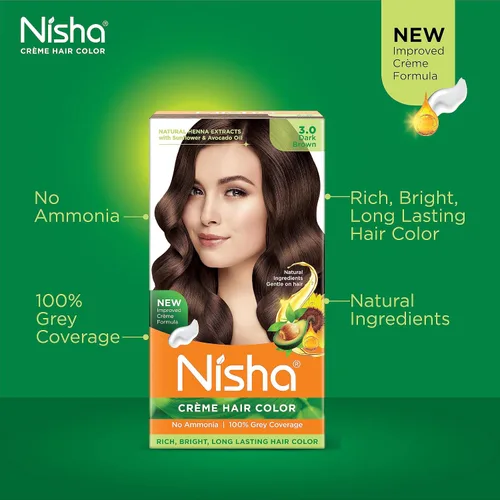Vista 4 de Nisha Crema permanente para el cabello, tinte para el cabello, marrón oscuro (paquete de 1)